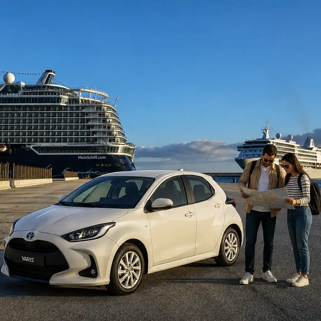 Rental car near the Cretan coast