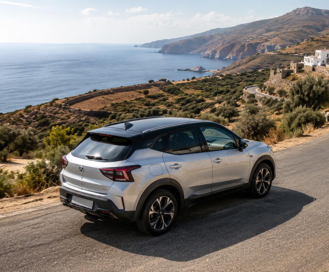 Car ready for a road trip in western Crete